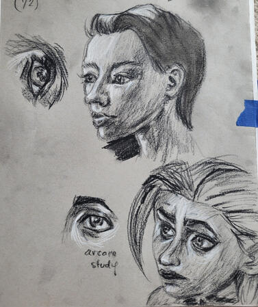 15 min Charcoal and Pastels Study ~ 2024