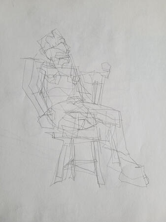 Line Blind Contour Graphite ~ 2024